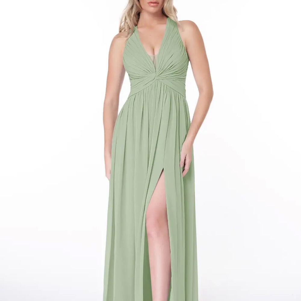 Azazie Jaclyn Chiffon Full Length Gown in Dusty Sage